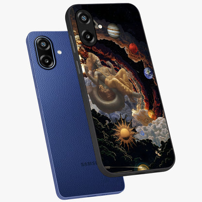 Galactic Divine God Glass Case displayed in angled mockup highlighting powerful celestial deity illustration with galactic aesthetic.