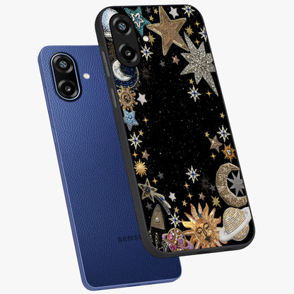 Galactic Jewel Stars Glass Case displayed in angled mockup highlighting shining celestial star design with cosmic aesthetic style.