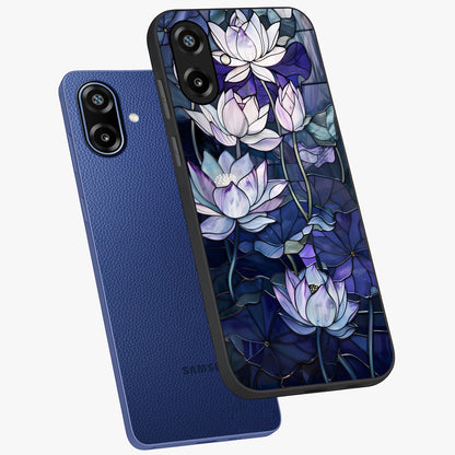 Gloss Petal Rush Glass Case displayed in angled mockup highlighting vibrant petal design with elegant floral aesthetic.