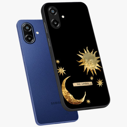 Gold Sun Blush Glass Case displayed in angled mockup highlighting radiant sun design with warm golden aesthetic.