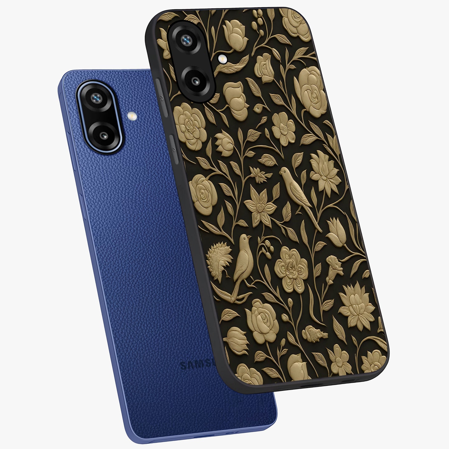 Golden Evil Eye Mandala Glass Case displayed in angled mockup highlighting protective evil eye symbol with golden mandala design.