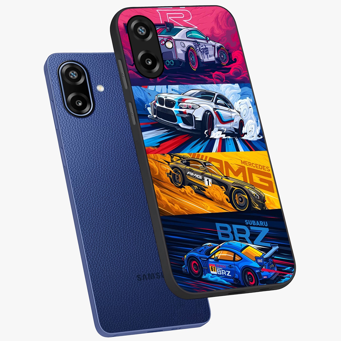 JDM Sports Car Glass Case displayed in angled mockup highlighting sleek Japanese racing car design with automotive aesthetic.