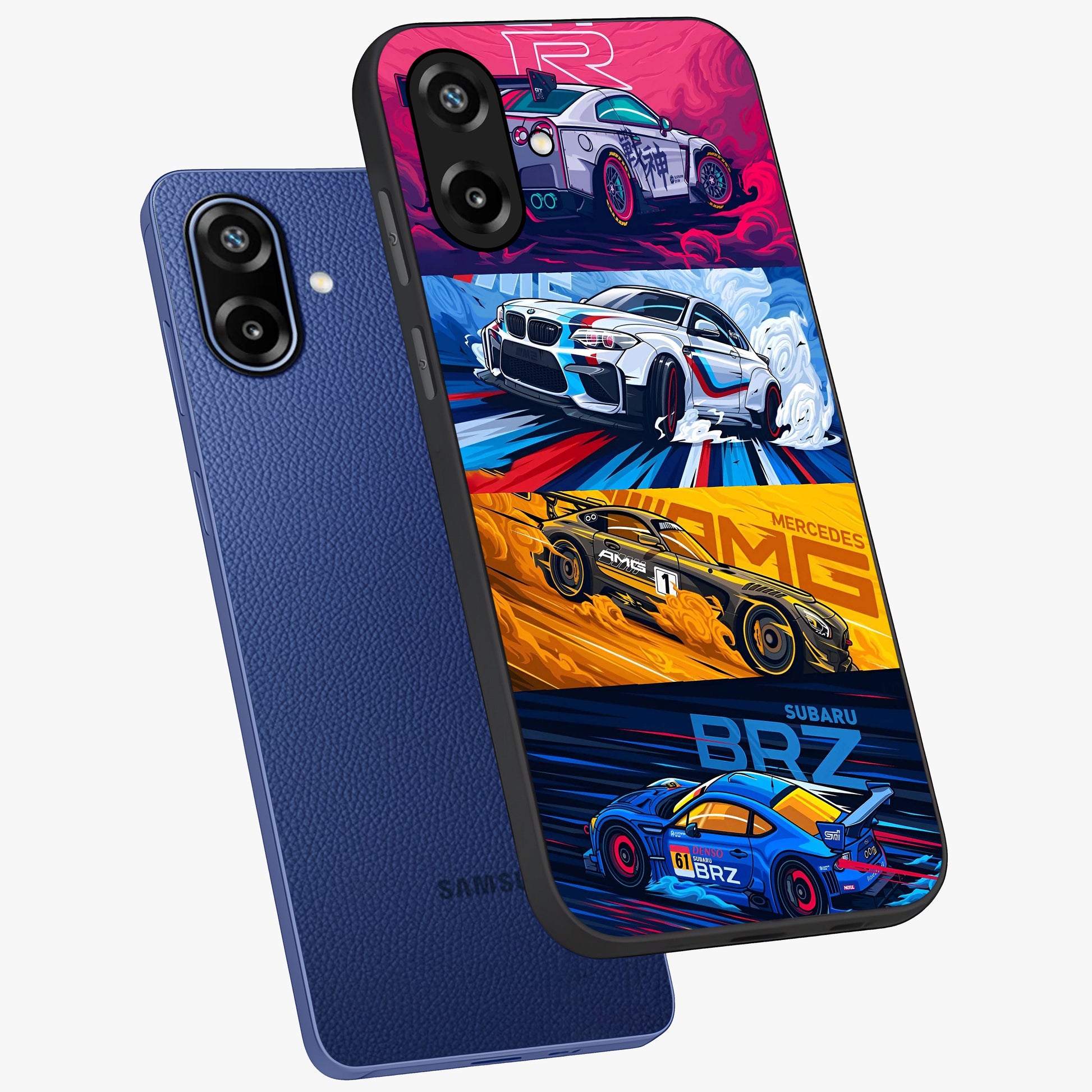 JDM Sports Car Glass Case displayed in angled mockup highlighting sleek Japanese racing car design with automotive aesthetic.