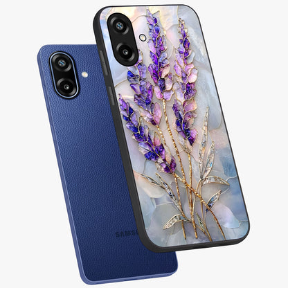Lavender Dream Glow Glass Case displayed in angled mockup highlighting dreamy purple glow design with soft artistic style.