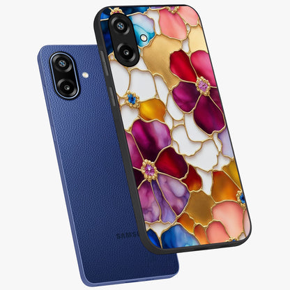 Marble Flower Pattern Glass Case displayed in angled mockup highlighting elegant marble floral design with modern aesthetic.