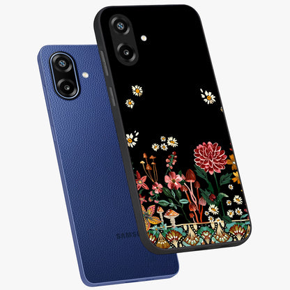 Midnight Bloom Pattern Glass Case displayed in angled mockup highlighting elegant flower design with midnight aesthetic style.