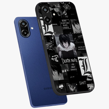 Midnight Chaos Mind Glass Case displayed in angled mockup highlighting chaotic artistic design with dramatic midnight aesthetic.