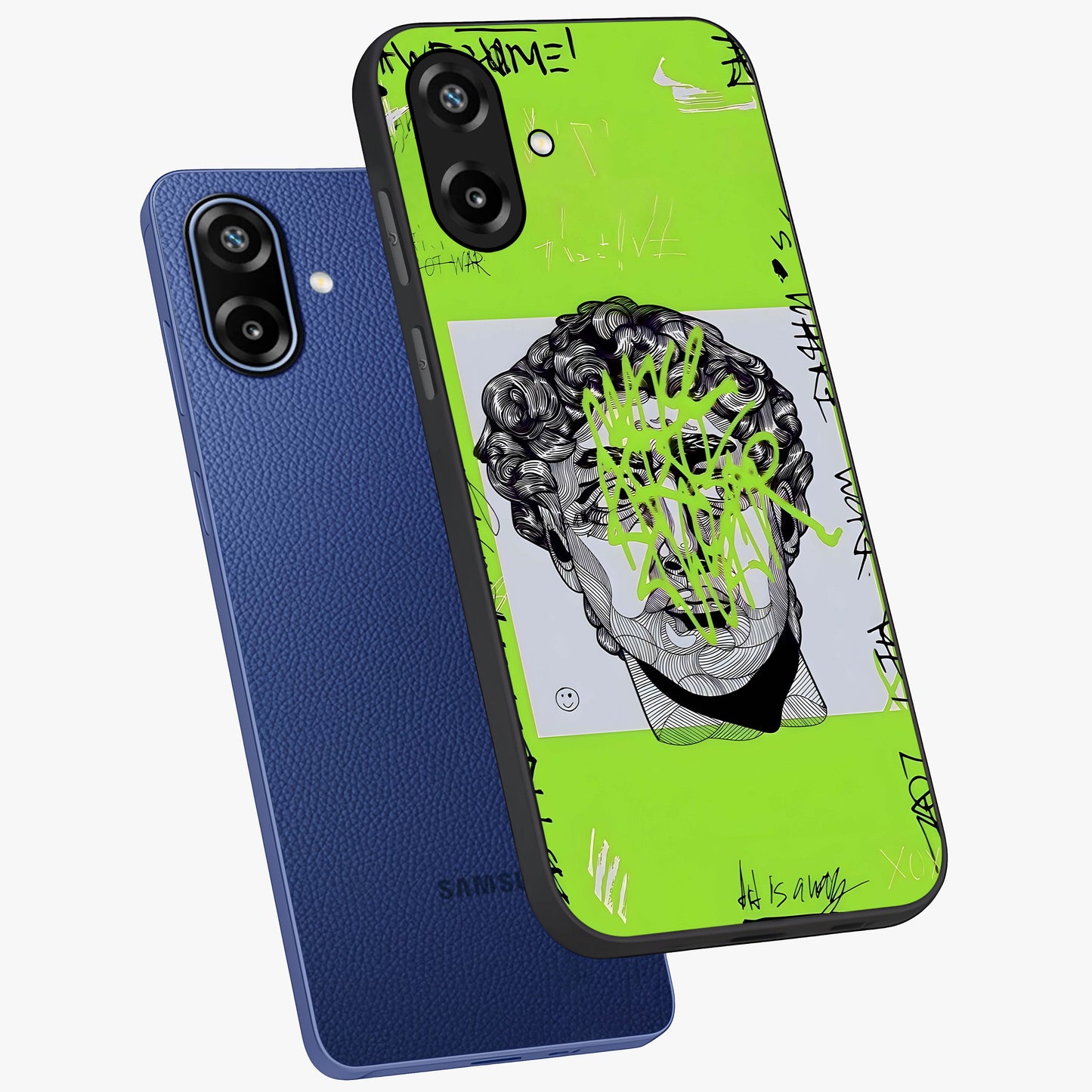 Neo Graffiti Rebellion Glass Case displayed in angled mockup highlighting urban street art design with rebellious aesthetic.