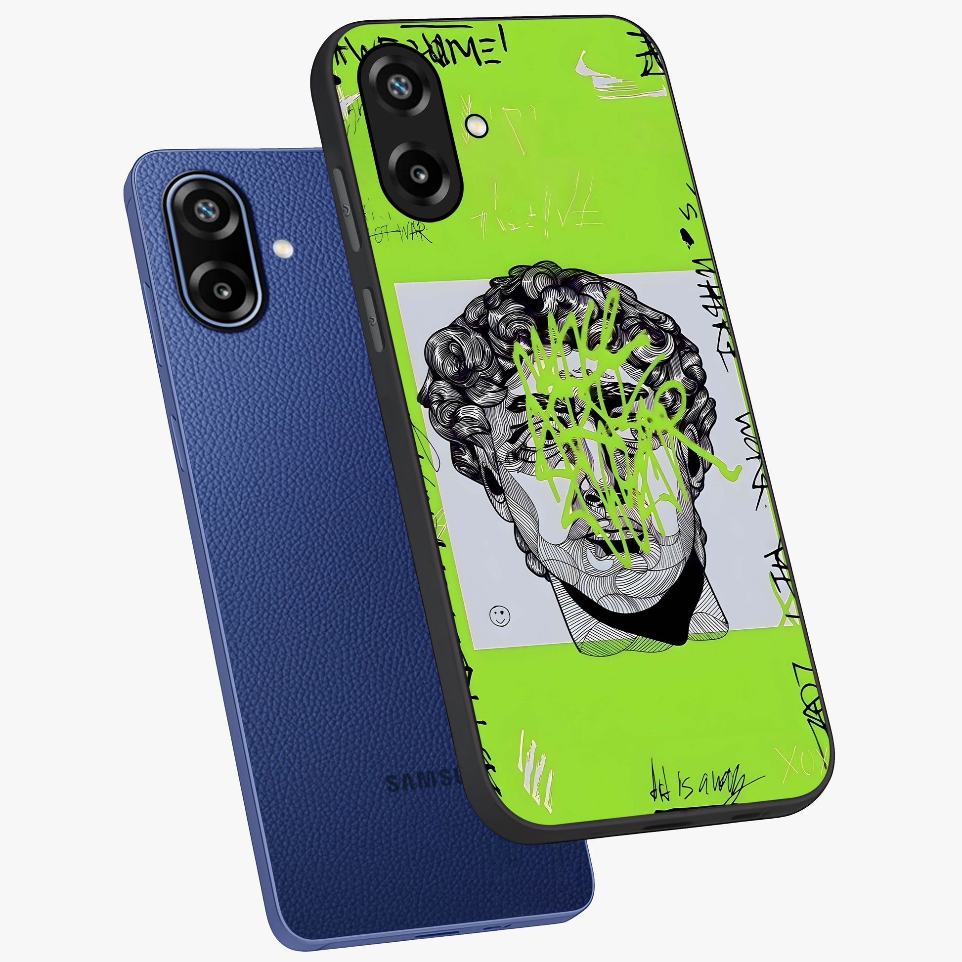 Neo Graffiti Rebellion Glass Case displayed in angled mockup highlighting urban street art design with rebellious aesthetic.
