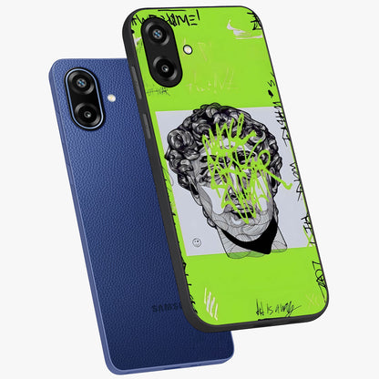 Neo Graffiti Rebellion Glass Case displayed in angled mockup highlighting urban street art design with rebellious aesthetic.