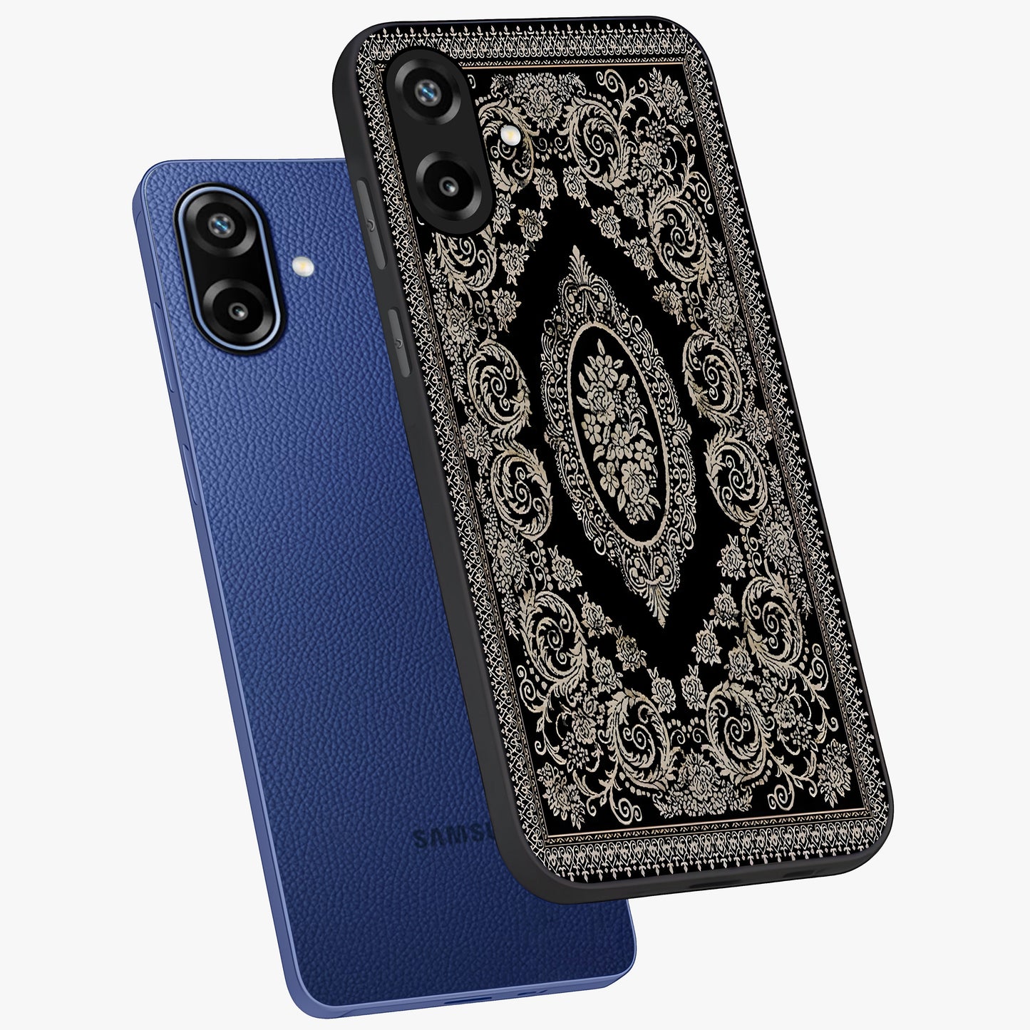 Noir Bloom Elegance Glass Case displayed in angled mockup highlighting refined flower design with stylish noir aesthetic.