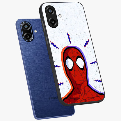 Omg Spiderman Glass Case displayed in angled mockup highlighting dynamic hero illustration with action comic aesthetic.