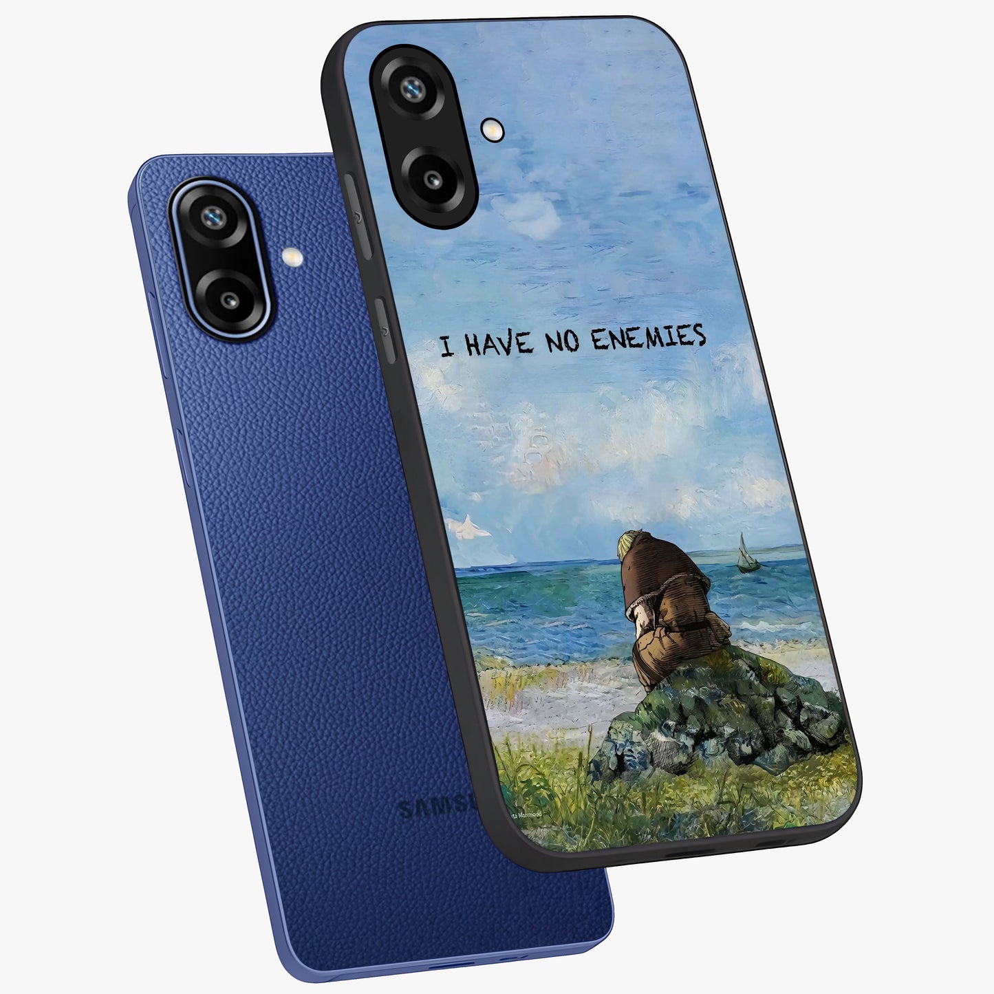 Peace Beyond War Glass Case displayed in angled mockup highlighting meaningful message design with artistic aesthetic style.