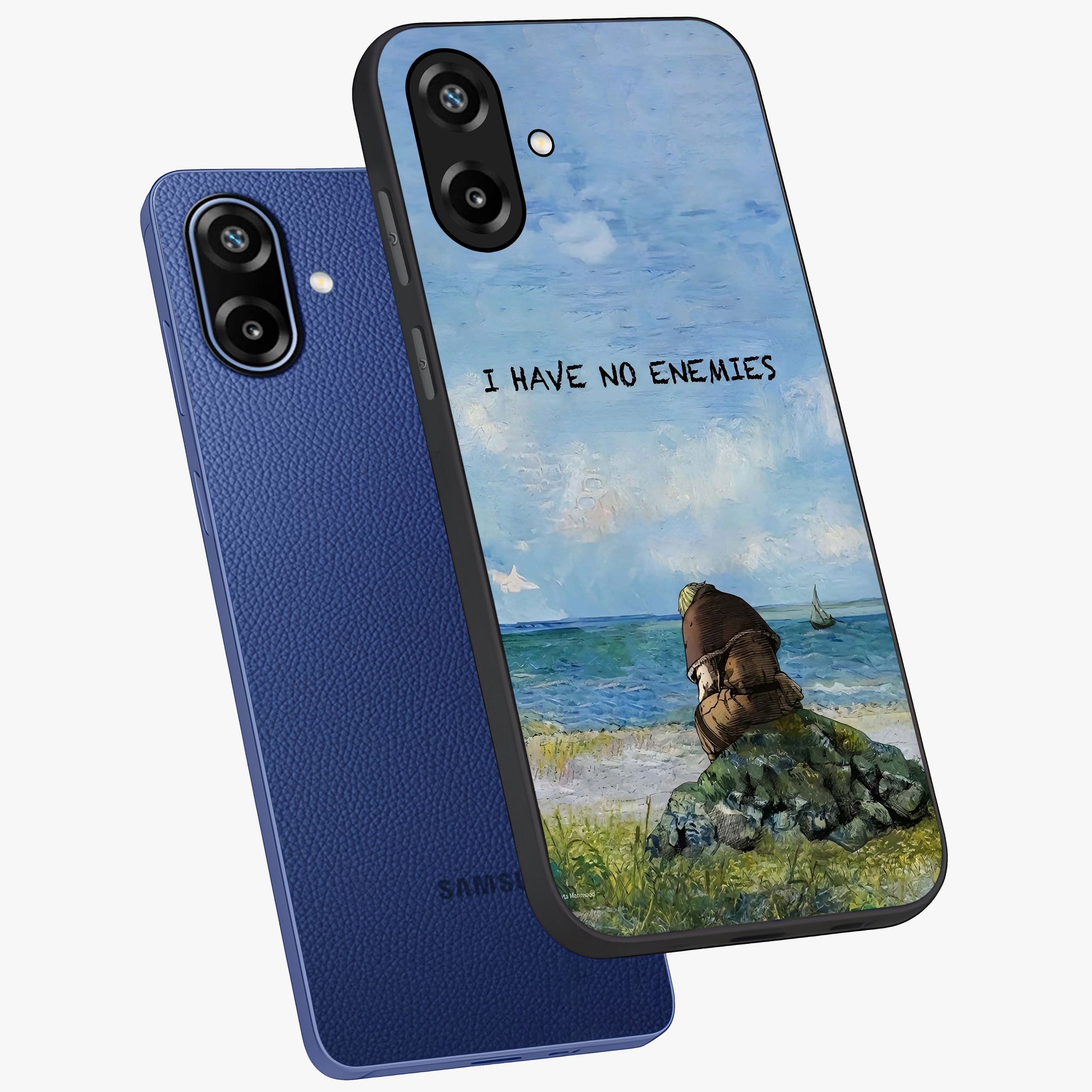 Peace Beyond War Glass Case displayed in angled mockup highlighting meaningful message design with artistic aesthetic style.