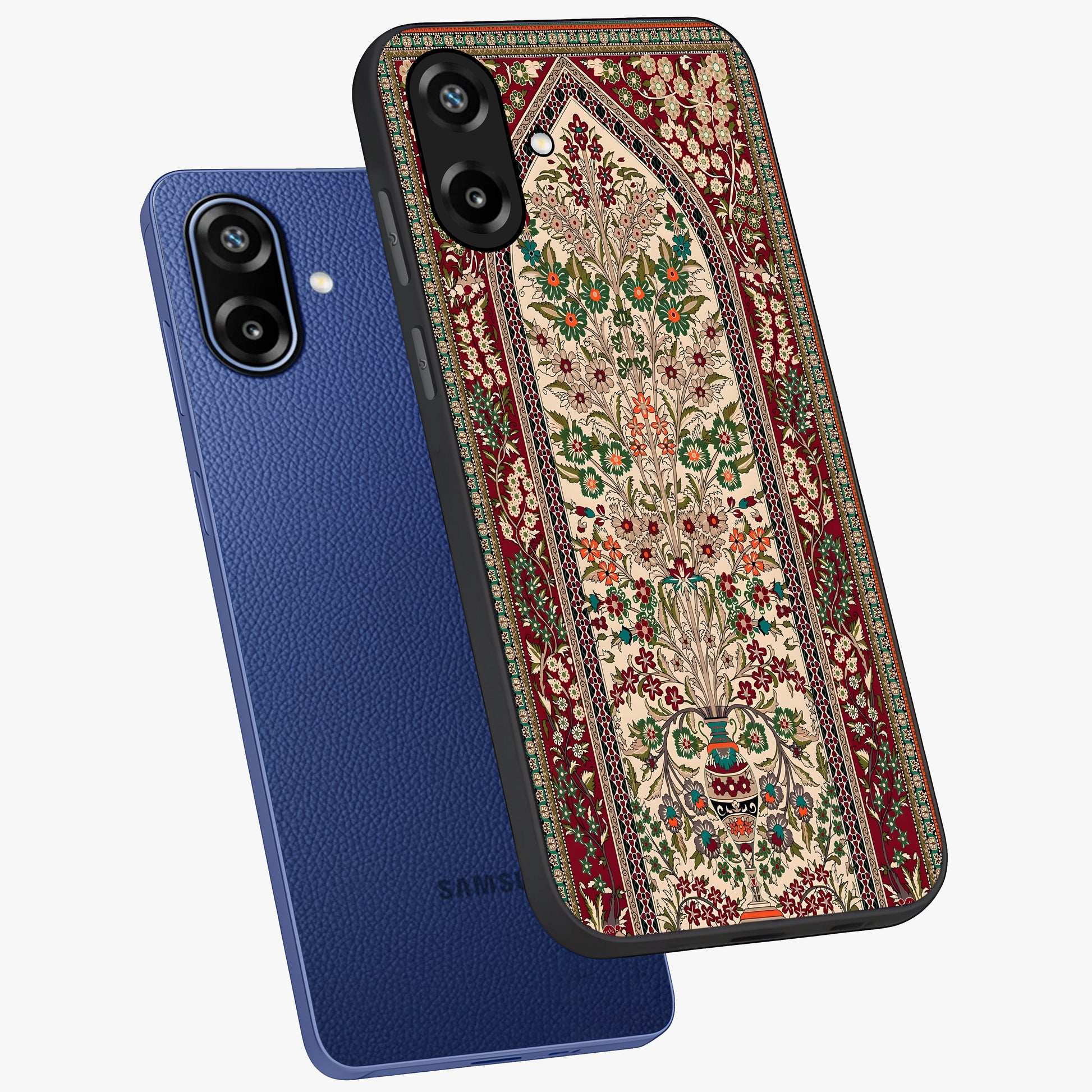 Persian Inspired Glass Case displayed in angled mockup highlighting intricate traditional design with elegant cultural aesthetic.