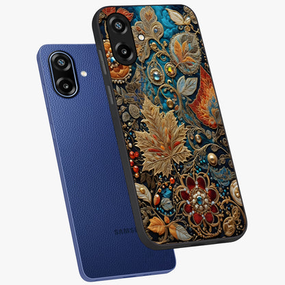 Royal Jewel Garden Glass Case displayed in angled mockup highlighting vibrant jewel inspired floral design with elegant aesthetic.