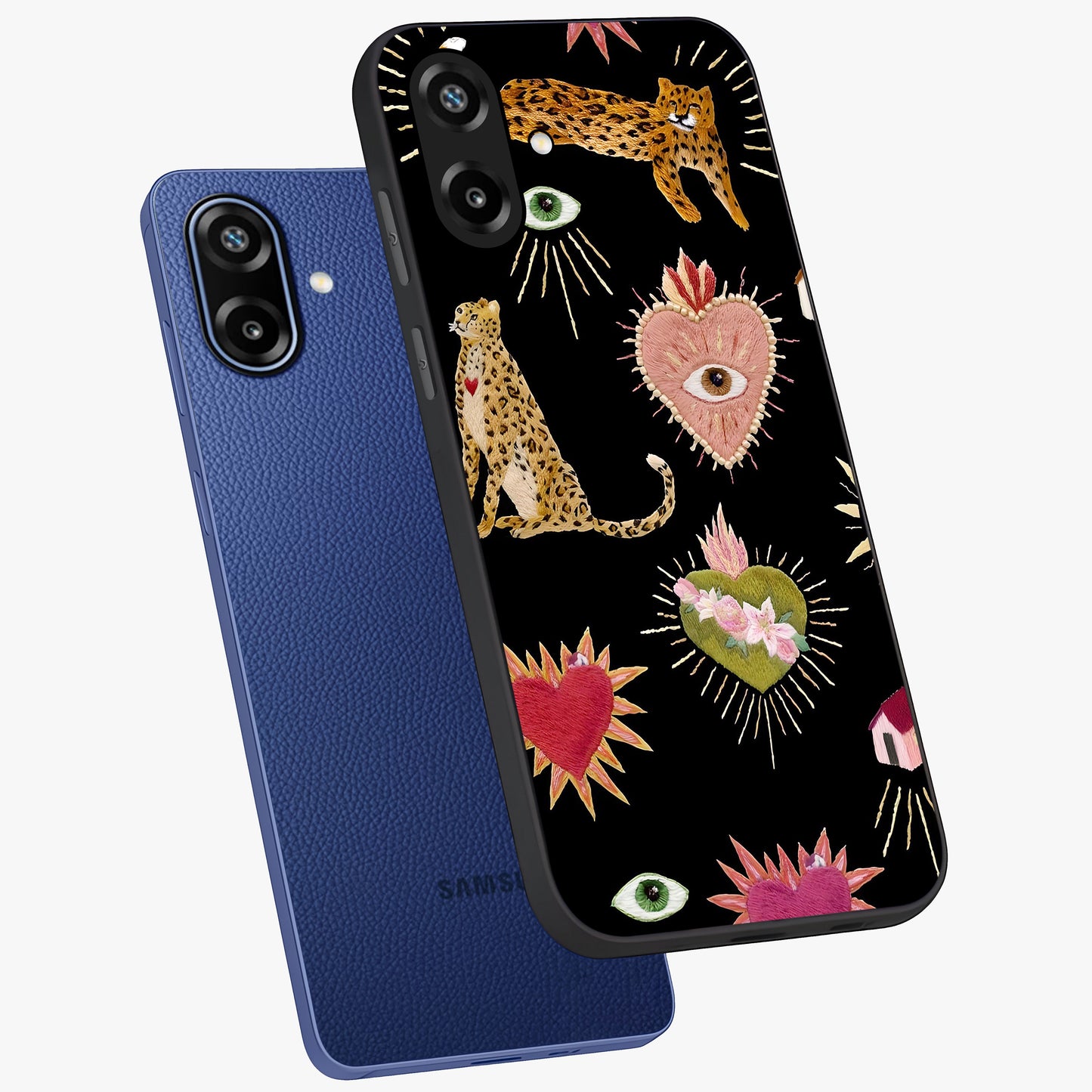 Sacred Jungle Heart Glass Case displayed in angled mockup highlighting lush tropical design with natural aesthetic style.