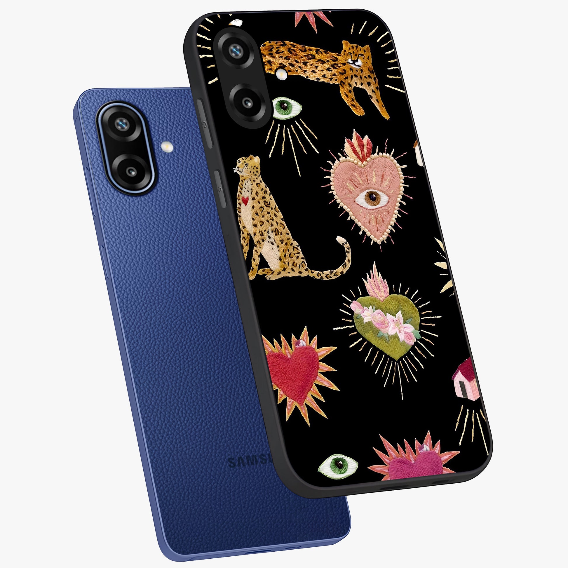 Sacred Jungle Heart Glass Case displayed in angled mockup highlighting lush tropical design with natural aesthetic style.