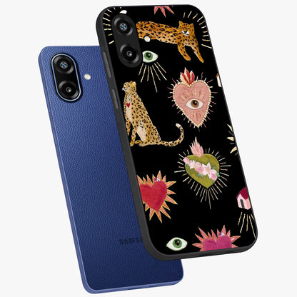 Sacred Jungle Heart Glass Case displayed in angled mockup highlighting lush tropical design with natural aesthetic style.