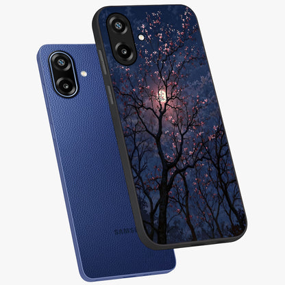 Twilight Sakura Serenade Glass Case displayed in angled mockup highlighting delicate sakura flower design with dreamy aesthetic.