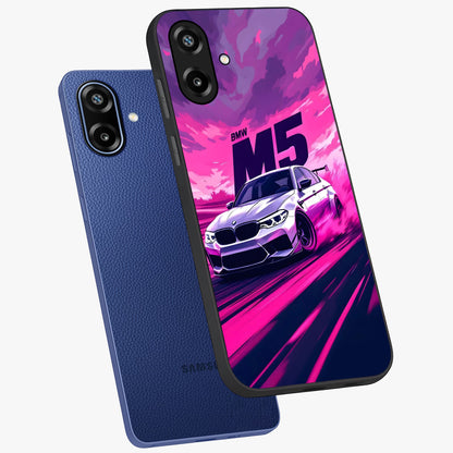 Velocity Drift Pulse Glass Case displayed in angled mockup highlighting dynamic drift design with sporty automotive aesthetic.