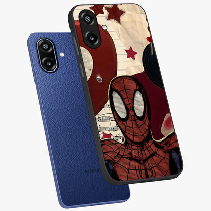 Web Warrior Vibes Glass Case displayed in angled mockup highlighting dynamic web design with comic style aesthetic.