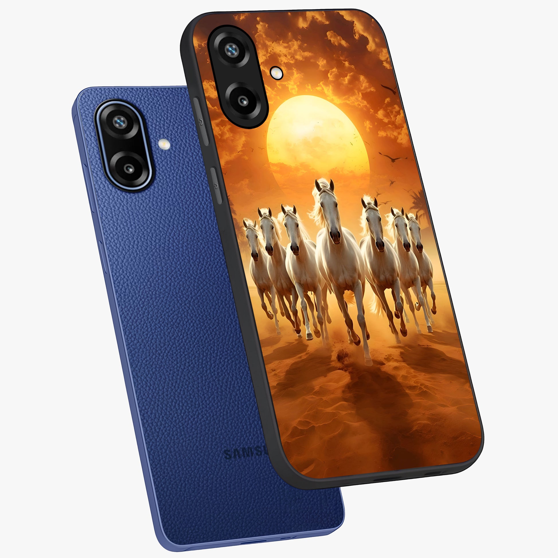 Wild Sunset Majesty Glass Case displayed in angled mockup highlighting vibrant sunset sky design with scenic aesthetic.