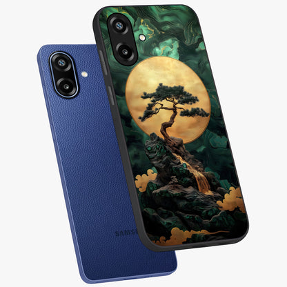 Zen Moon Rise Glass Case displayed in angled mockup highlighting peaceful lunar design with zen aesthetic style.