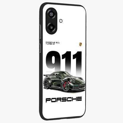 911 Turbo Dominance Glass Case upright perspective showcasing powerful racing design and modern automotive aesthetic.