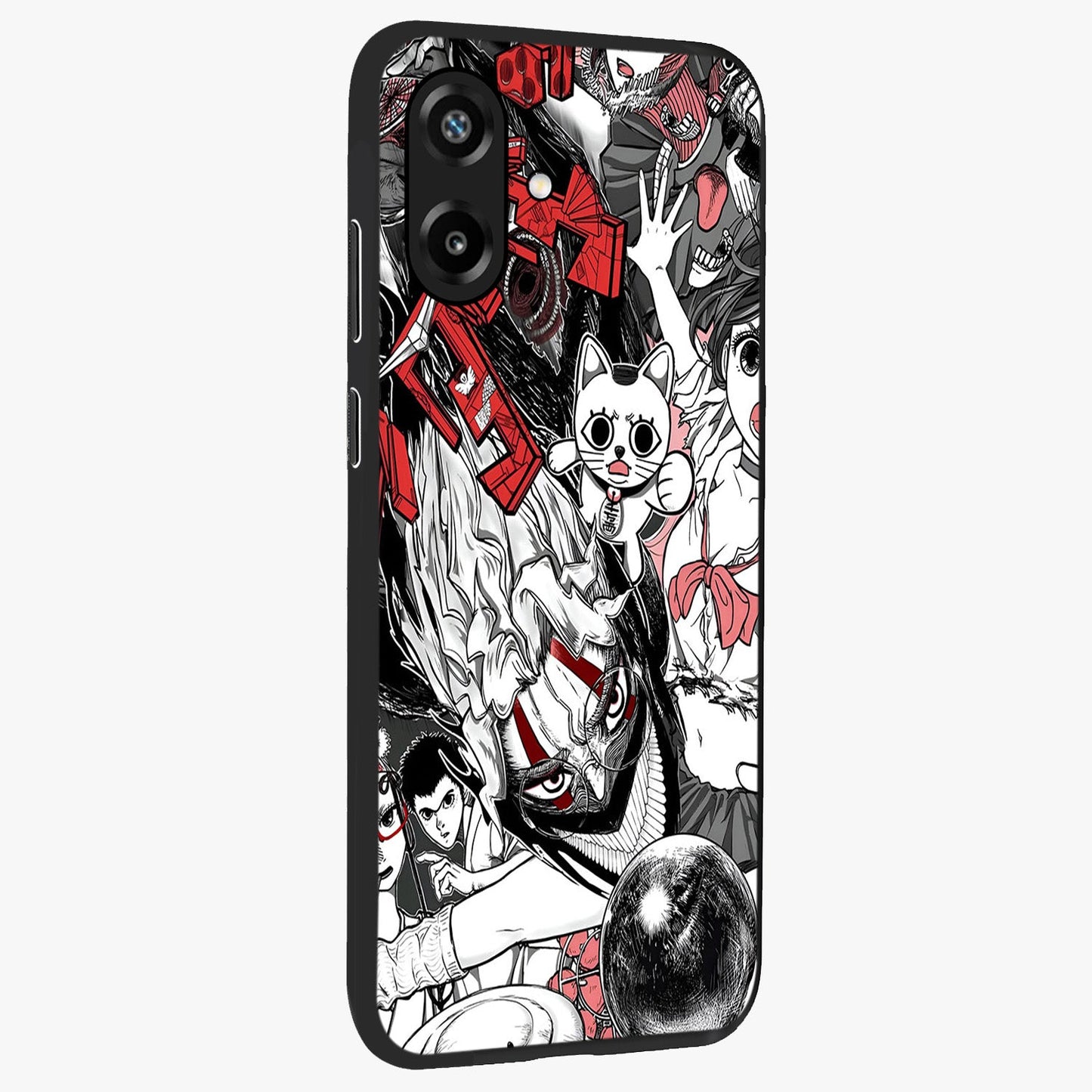 Crimson Chaos Panel Glass Case upright view showcasing intense crimson artwork with dramatic aesthetic style.
