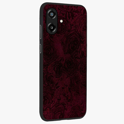 Crimson Fade Flow Glass Case upright view showcasing dynamic crimson flow artwork with stylish abstract theme.