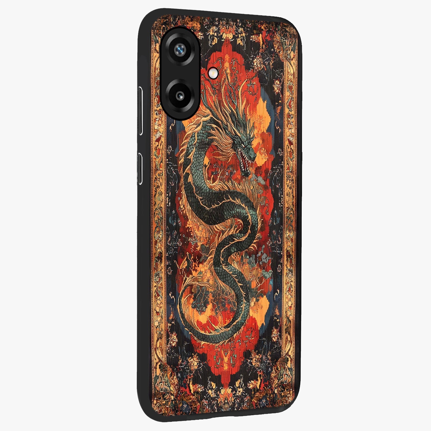 Inferno Dragon Soul Glass Case upright view showcasing intense dragon artwork with fantasy fire theme.