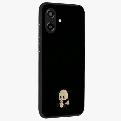 Midnight Panda Love Glass Case upright view showcasing charming panda artwork with playful romantic theme.