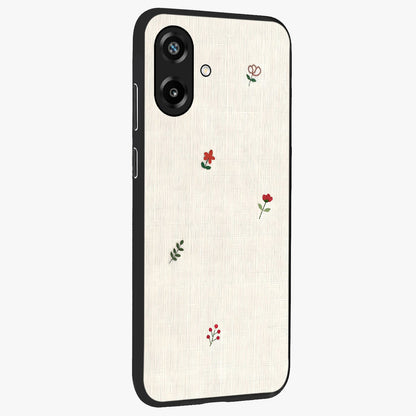 Minimalistic Blue With White Flower Pattern Glass Case upright view showcasing clean white flower artwork with calming blue theme.
