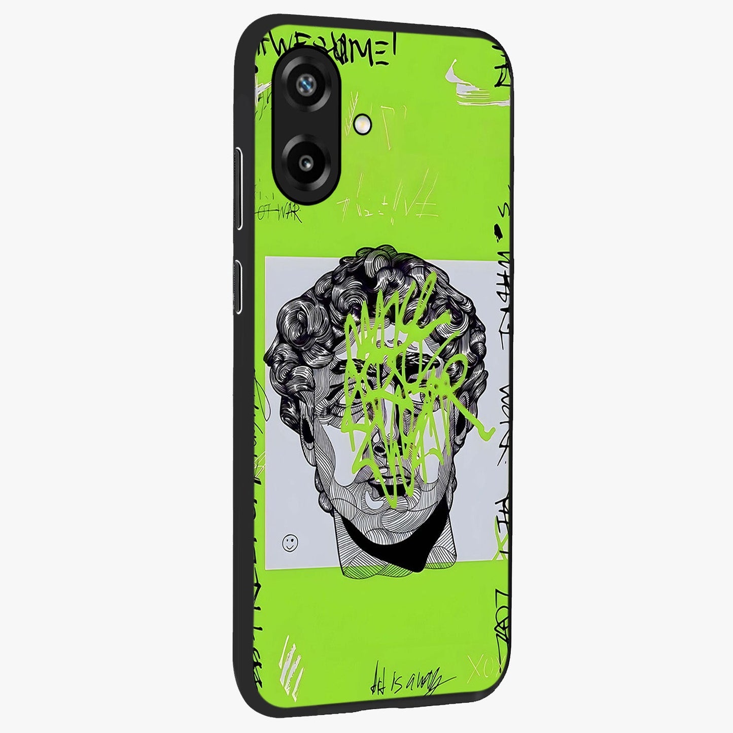 Neo Graffiti Rebellion Glass Case upright view showcasing colorful graffiti artwork with bold modern street style.