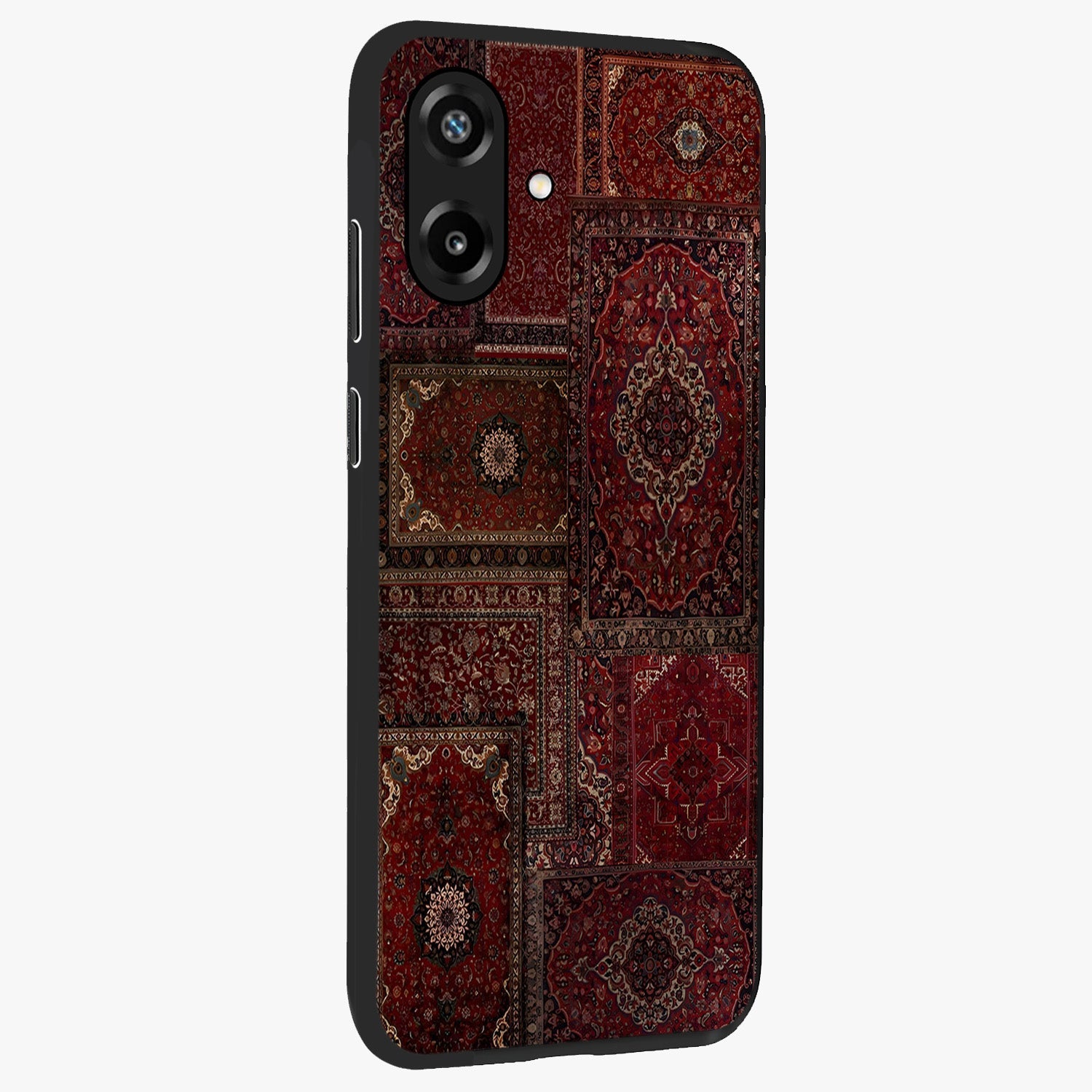 Persian Velvet Tale Glass Case upright view showcasing elegant Persian artwork with classic heritage theme.