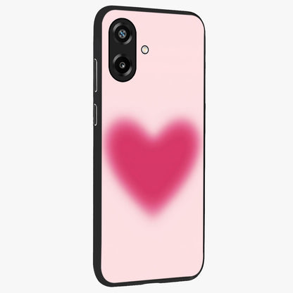 Pink Aura Heart Glass Case upright view showcasing romantic heart artwork with soft pastel theme.