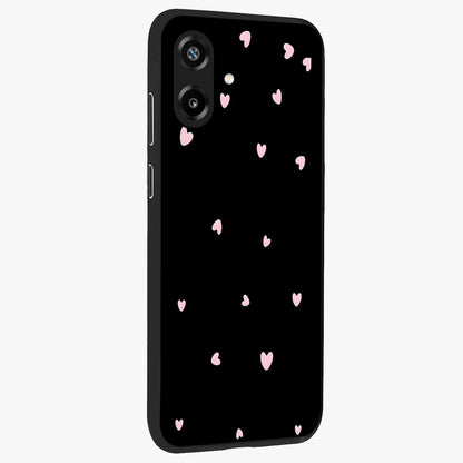 Pink Love Drops Glass Case upright view showcasing charming heart drop artwork with romantic playful theme.
