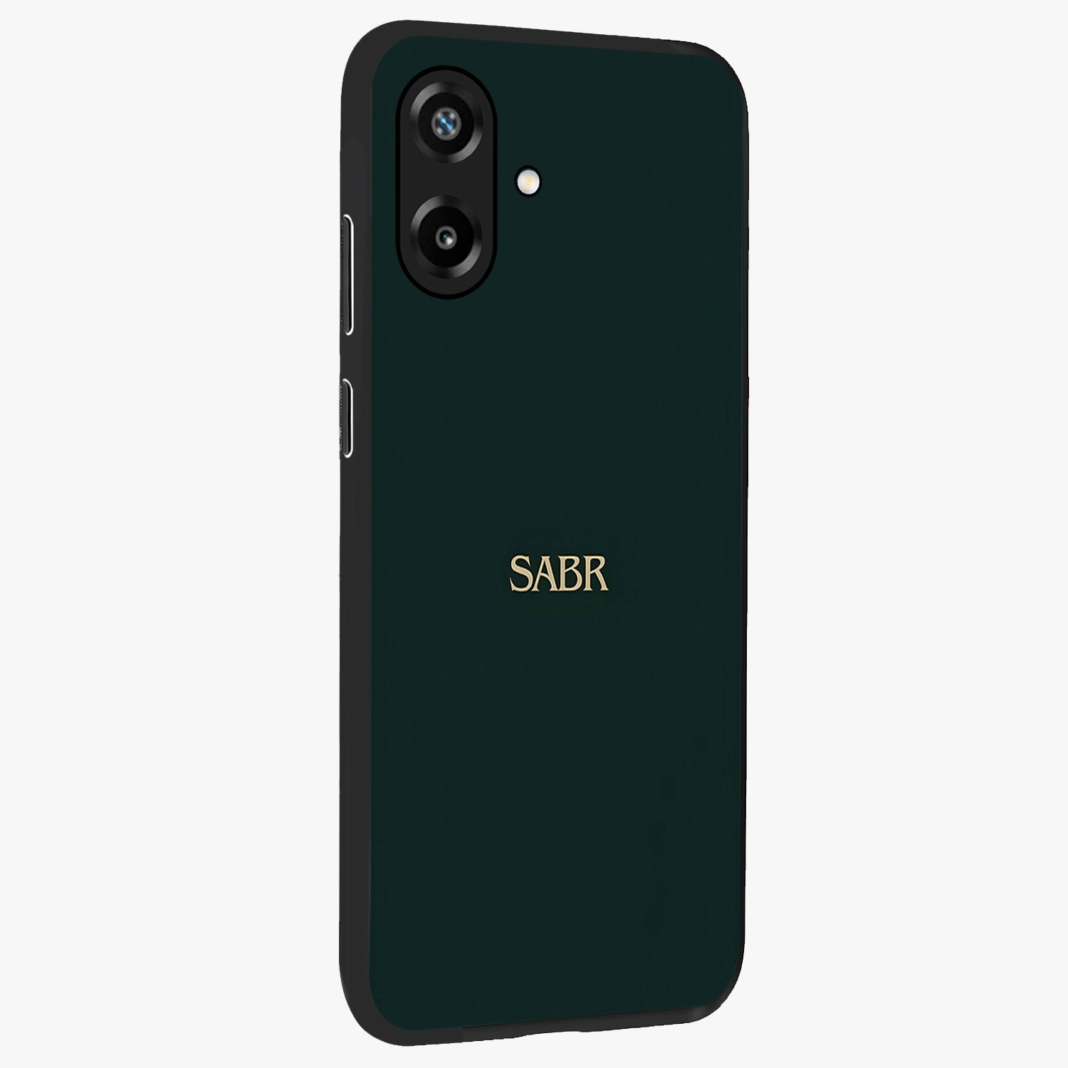 Sabr Minimal Patience Glass Case upright view showcasing calm minimalist artwork with motivational patience theme.