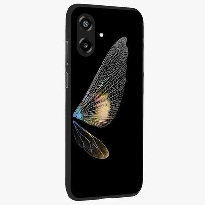 Whispers Of Wings Glass Case upright view showcasing elegant wing artwork with light airy theme.