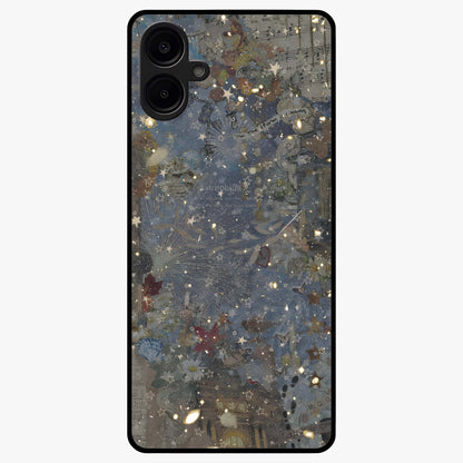 Aesthetic Astrolophia Glass Case showing flat back view with dreamy aesthetic design and glossy glass finish.