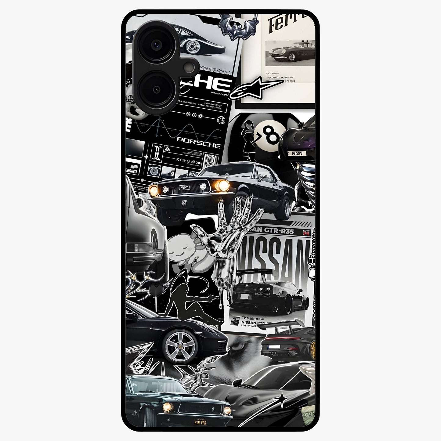 Aesthetic Dark Love Glass Case showing flat back view with dark romantic artwork and glossy glass finish.