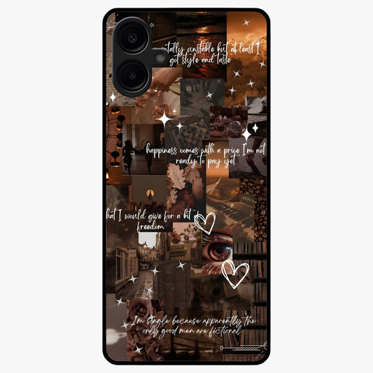 Bittersweet Aesthetic Chaos Glass Case showing flat back view with artistic chaotic aesthetic design and glossy glass finish.