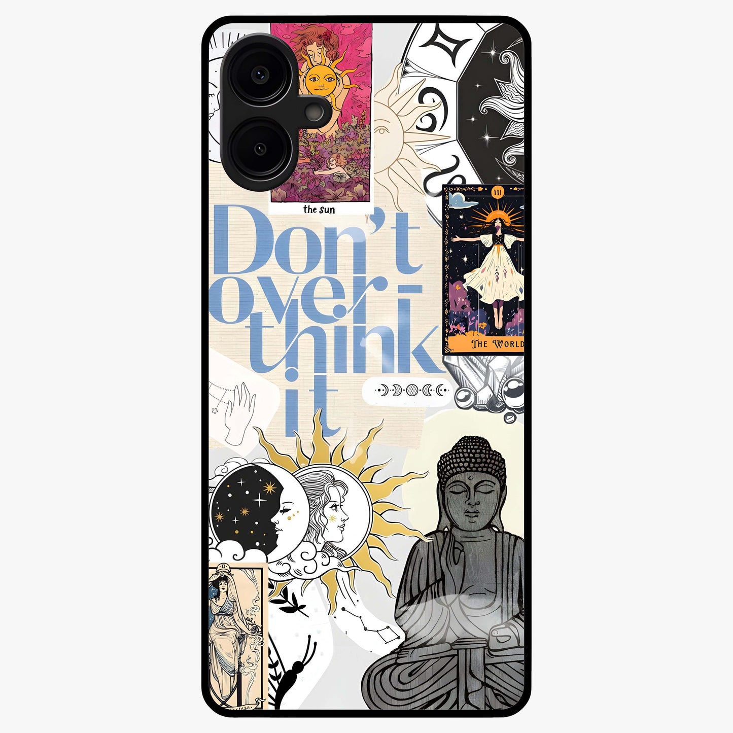 Ethereal Thoughts Glass Case showing flat back view with dreamy artistic artwork and glossy glass finish.