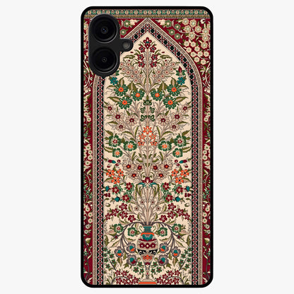 Persian Inspired Glass Case showing flat back view with ornate Persian style pattern artwork and glossy glass finish.