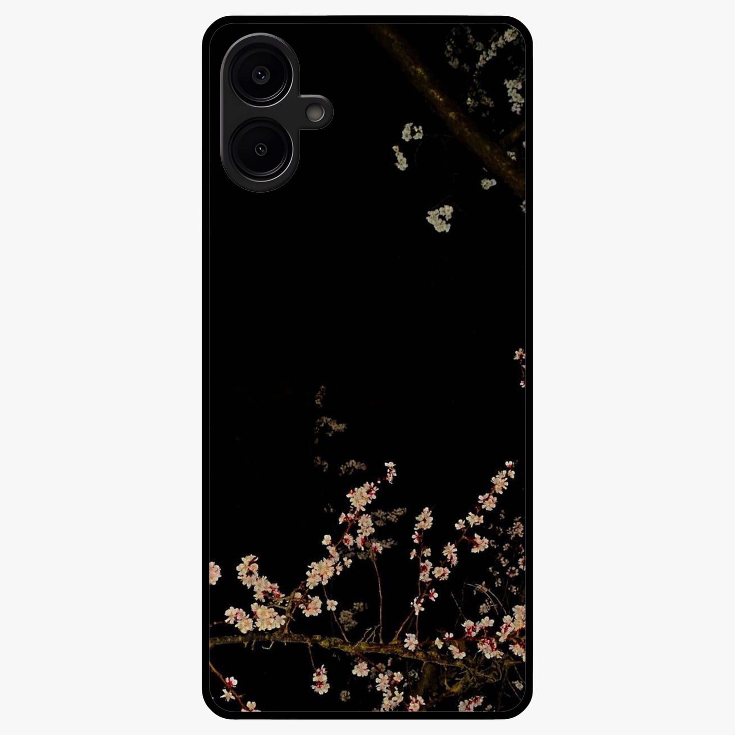 Petal Moon Light With Custom Name Glass Case showing flat back view with floral moonlight artwork and personalized name design.