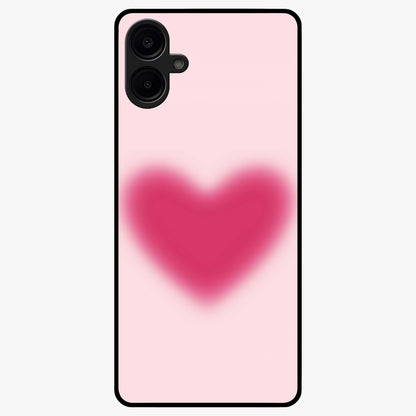 Pink Aura Heart Glass Case showing flat back view with glowing heart artwork and glossy glass finish.