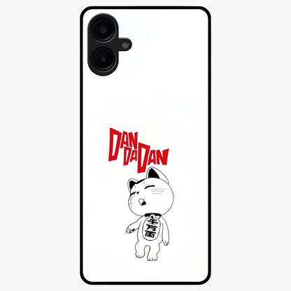 Playful Spirit Charm Glass Case showing flat back view with cheerful charm themed artwork and glossy glass finish.