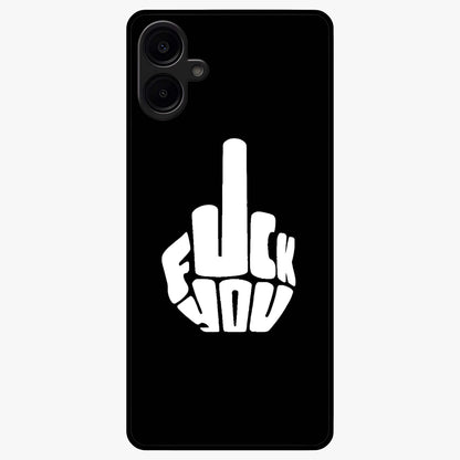 Rebel Mode On Glass Case showing flat back view with bold rebellious typography artwork and glossy glass finish.