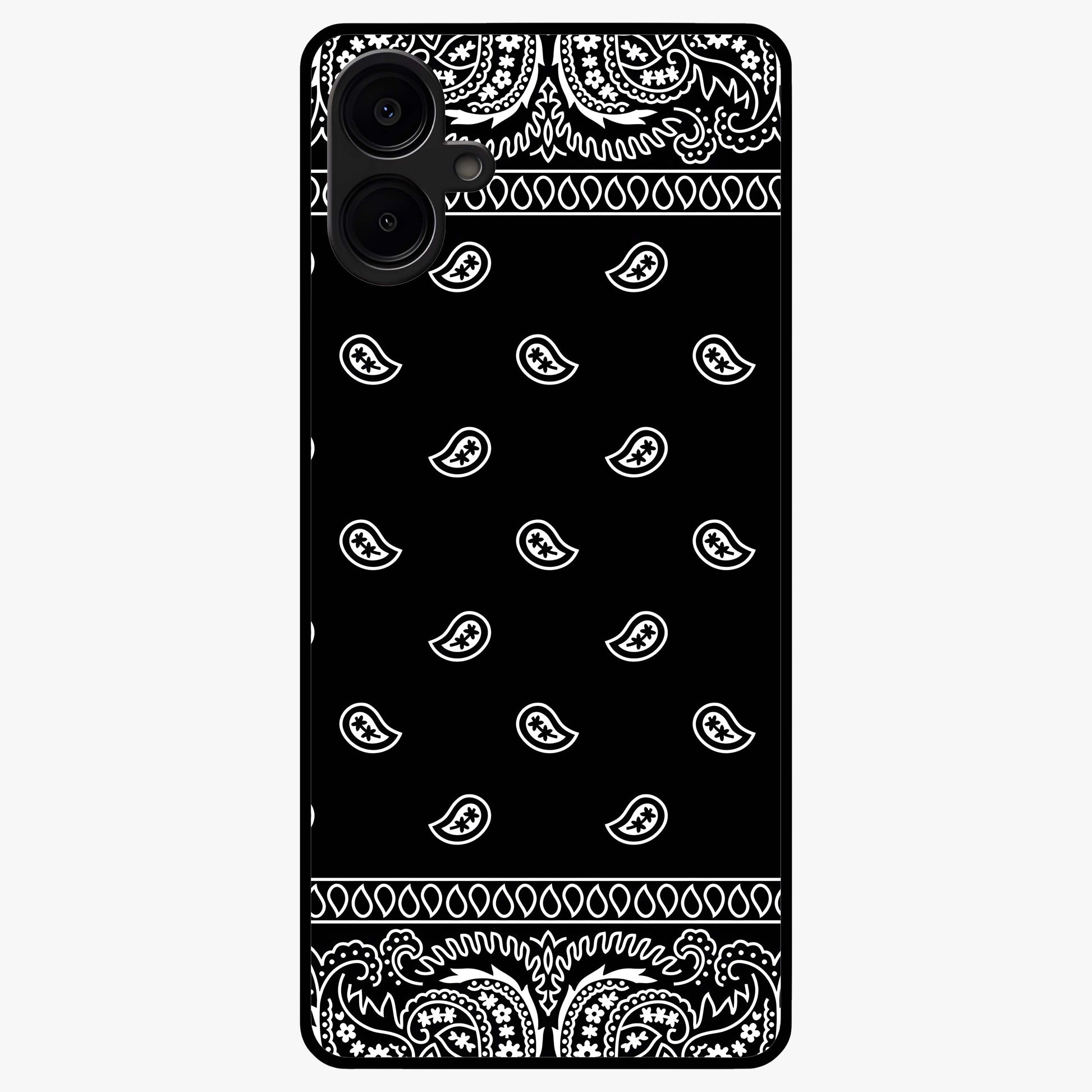 Retro Rebel Threads Glass Case showing flat back view with vintage street style artwork and glossy glass finish.
